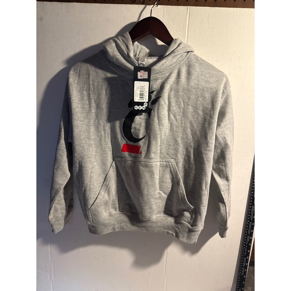 Gen2 Cincinnati Bearcats Youth Hoodie Gray C-Paw Logo Sweatshirt Size M 10/12